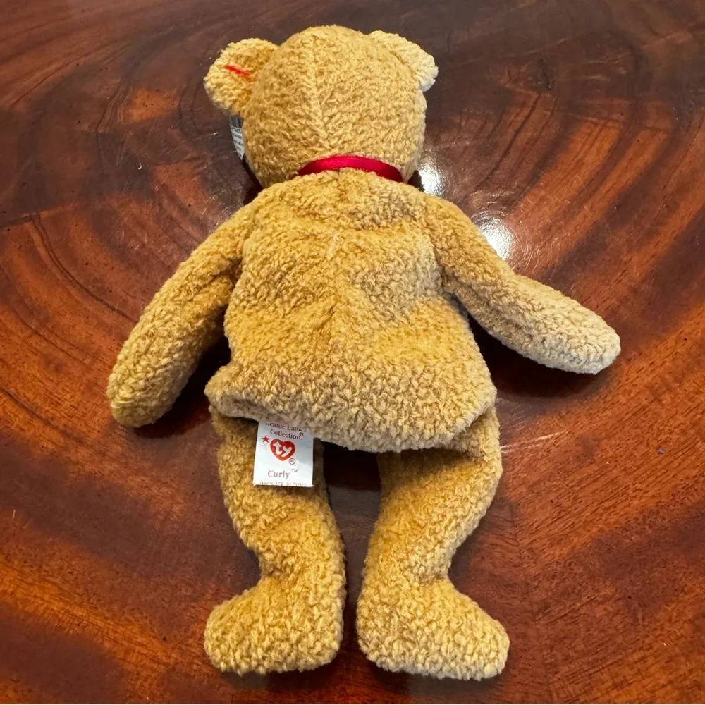 Vintage Ty Beanie Baby Curly Bear PE Pellets 5th Gen Tags